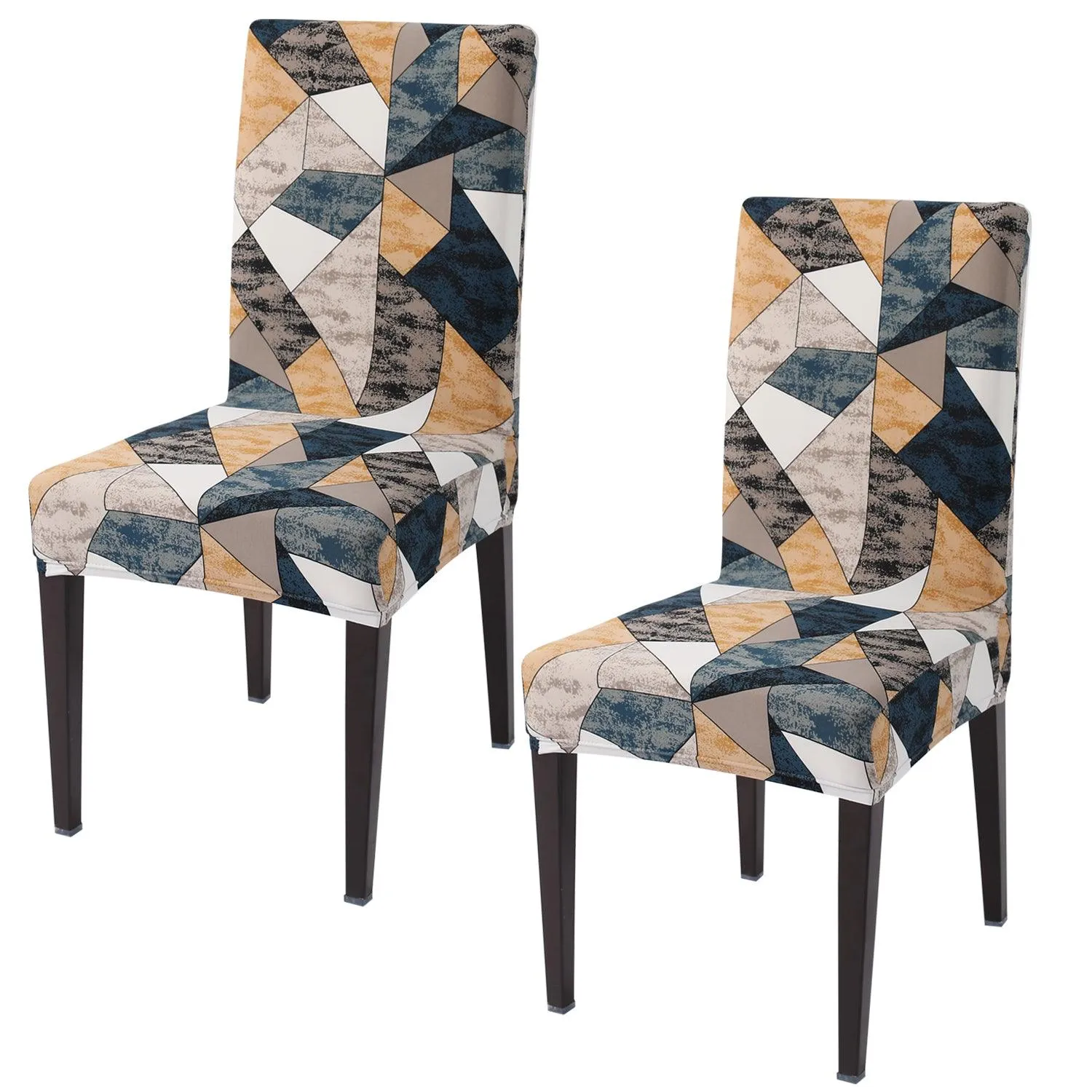 Elastic Stretchable Dining Chair Cover, Multicolor Geometric Print